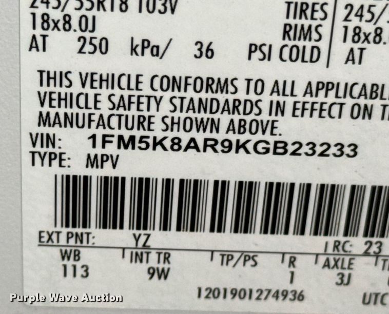 image for item DO0543 2019 Ford Explorer Police Interceptor SUV