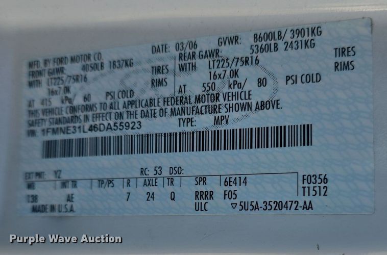 image for item DO7730 2006 Ford E350 Super Duty XL van