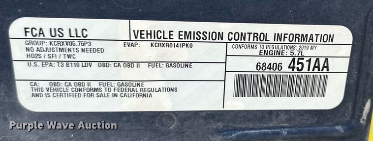 image for item DQ6585 2019 Dodge Charger Police 