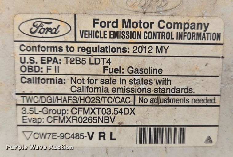 image for item DV1250 2012 Ford F150 SuperCrew pickup truck