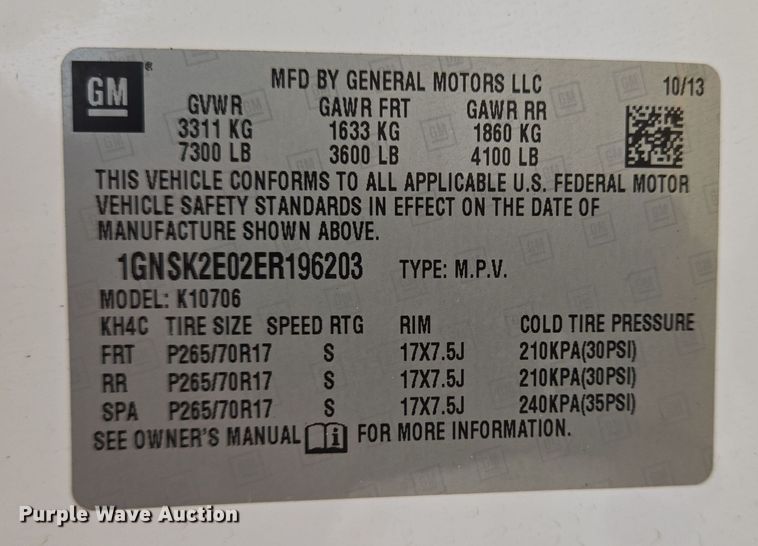 image for item DV1253 2014 Chevrolet Tahoe Police SUV