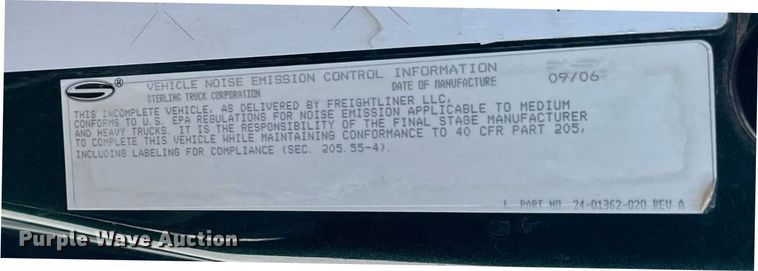 image for item DW2492 2007 Sterling LT9500 dump truck