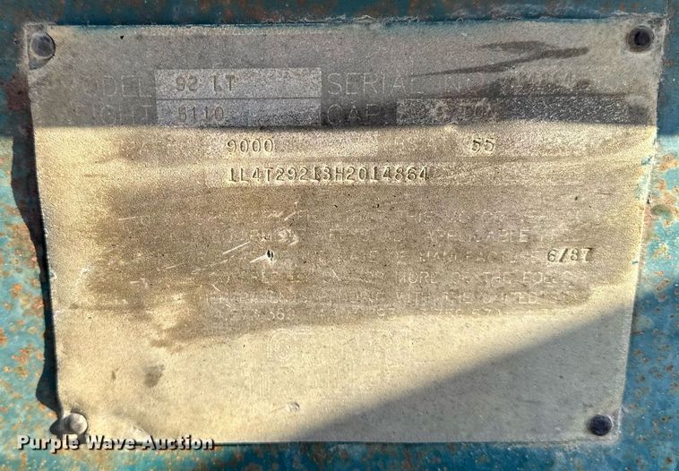 image for item DW2495 1987 Load King 92 LT equipment trailer