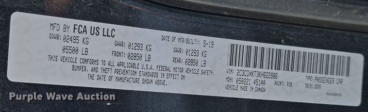 image for item DW3055 2019 Dodge Charger Police Interceptor 