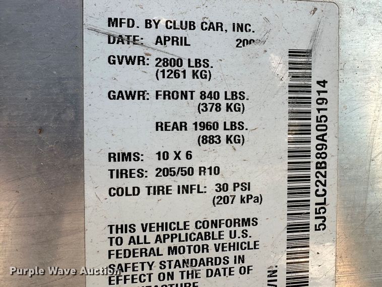 image for item EG7973 2009 Club Car Carryall 6 utility vehicle