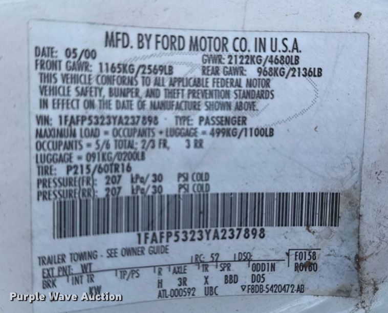 image for item EG7979 2000 Ford Taurus 