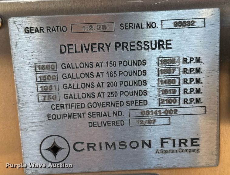 image for item EG7983 2007 Spartan pumper fire truck