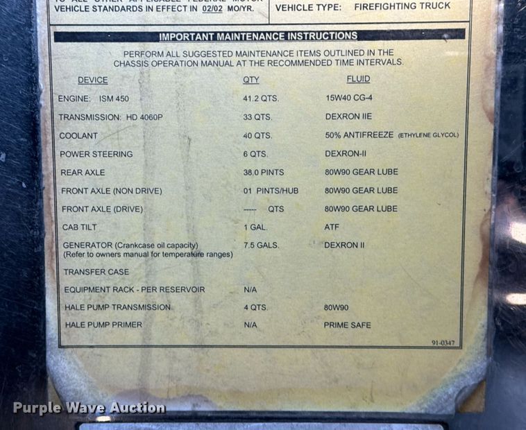 image for item EG7988 2002 Pierce ladder fire truck