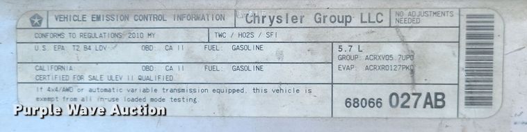 image for item EJ8166 2010 Dodge Charger 