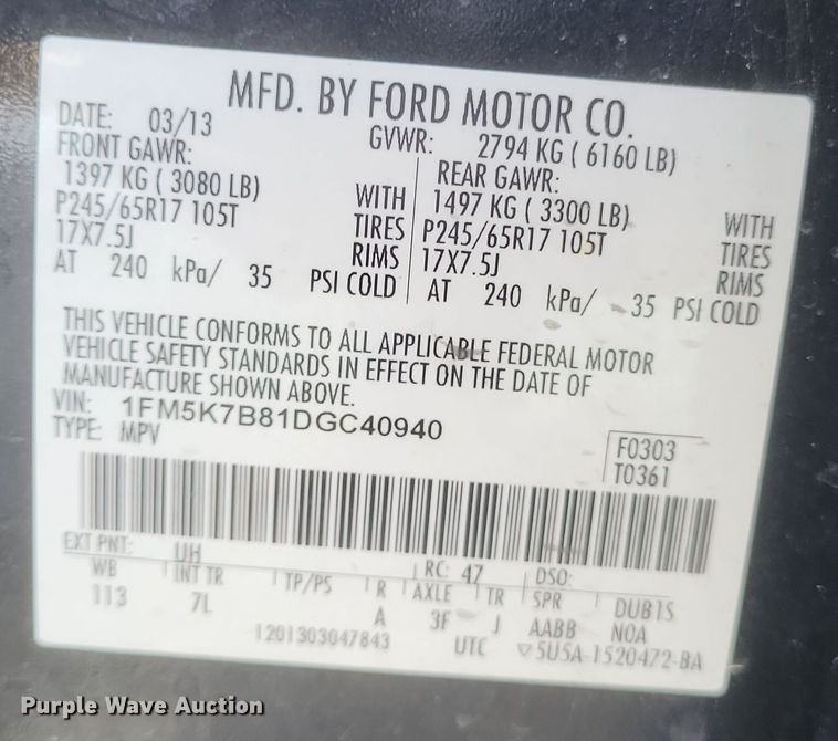 image for item EJ8171 2013 Ford Explorer SUV