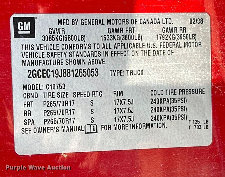 image for item EJ8875 2007 Chevrolet  Silverado 1500 Ext. Cab pickup truck