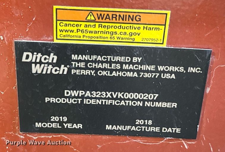 image for item EN5035 2019 Ditch Witch A323 trencher backhoe attachment