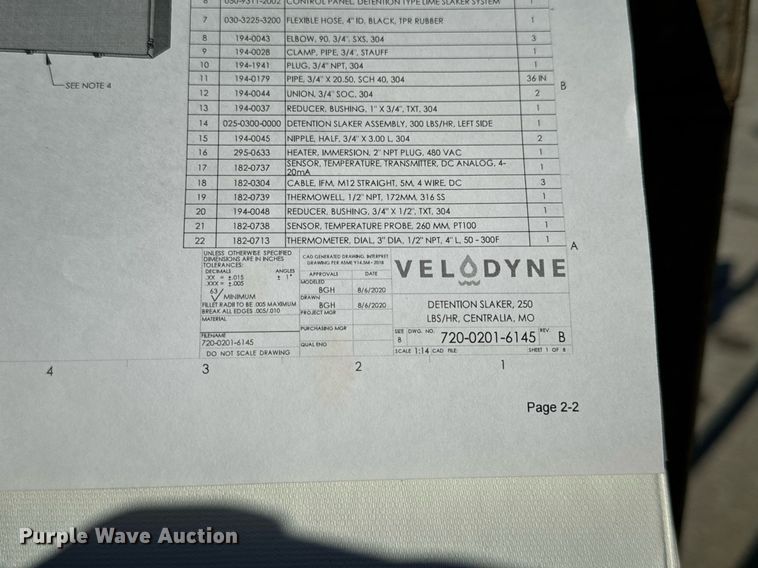 image for item EN5036 Velodyne detention slaker lime feed system