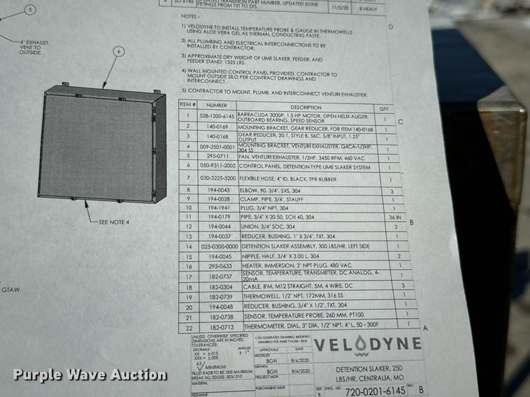 image for item EN5036 Velodyne detention slaker lime feed system