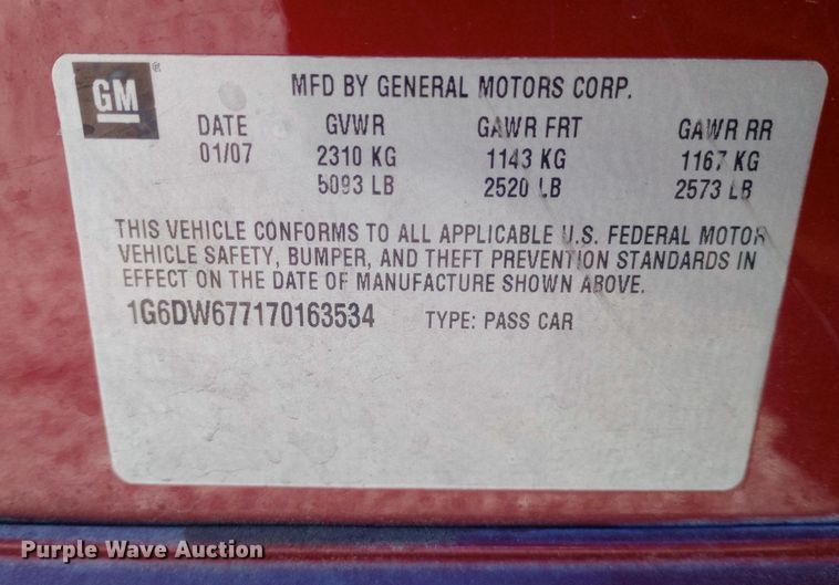 image for item EO0515 2007 Cadillac STS 