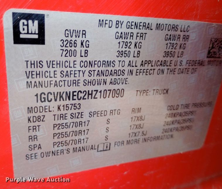 image for item EO0523 2017 Chevrolet Silverado 1500 Double Cab pickup truck