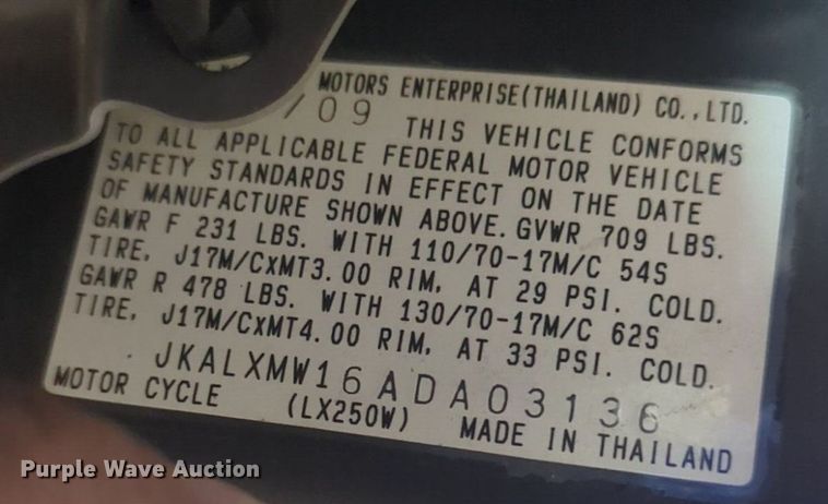 image for item EQ2129 2010 Kawasaki KLX250SF motorcycle