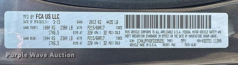 image for item ER4844 2015 Jeep Patriot SUV