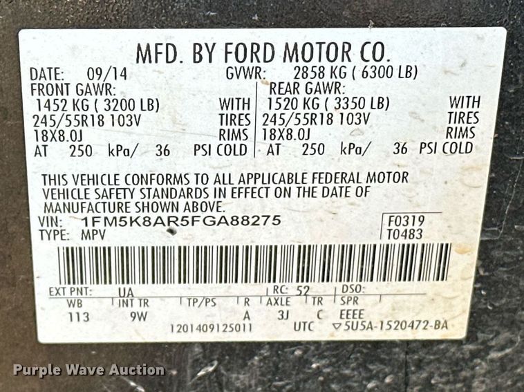 image for item ER4845 2015 Ford Explorer Police Interceptor SUV