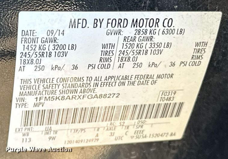 image for item ER4847 2015 Ford Explorer Police Interceptor SUV