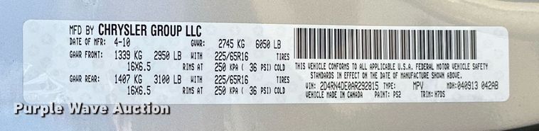 image for item ER4849 2010 Dodge Grand Caravan van