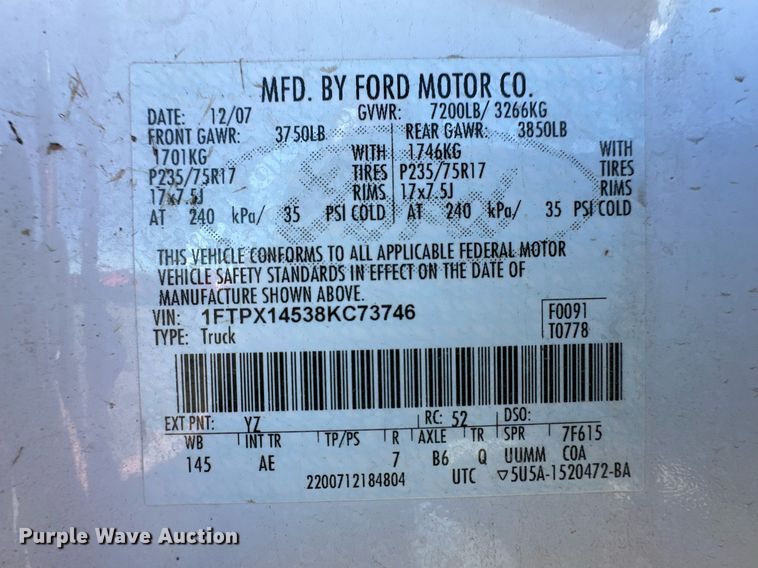 image for item ER8630 2008 Ford F150 SuperCab pickup truck