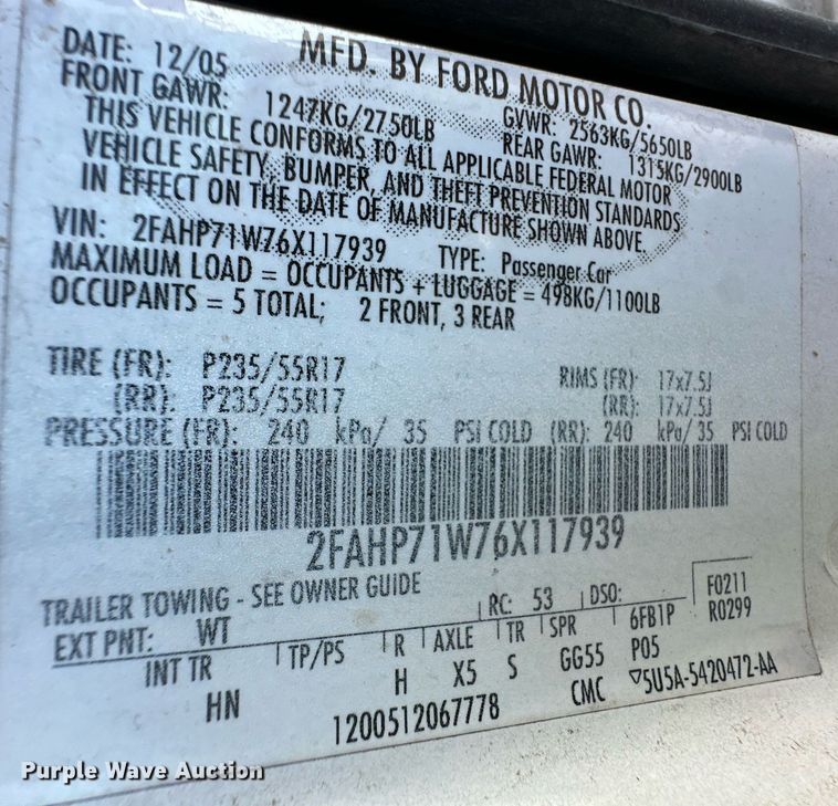 image for item ER8631 2006 Ford Crown Victoria Police Interceptor 