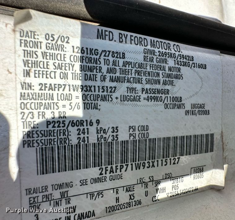 image for item ER8634 2003 Ford Crown Victoria Police Interceptor 