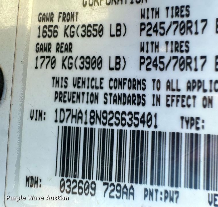 image for item ER8639 2002 Dodge Ram 1500 Quad Cab pickup truck