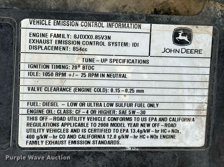 image for item ER8640 2008 John Deere Gator XUV 850D utility vehicle