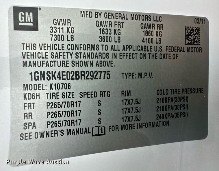 image for item ER8683 2011 Chevrolet Tahoe SUV