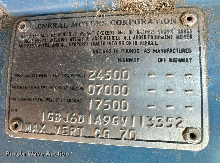 image for item ER8688 1986 Chevrolet C6M dump truck