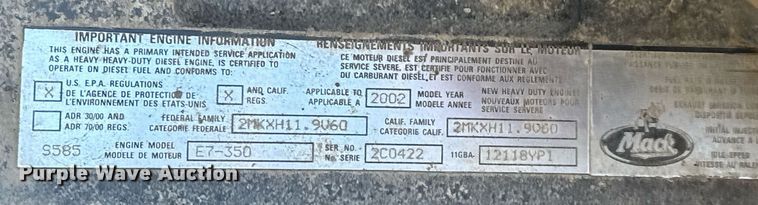 image for item LH9439 2003 Mack CV713 dump truck