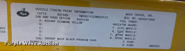 image for item LH9439 2003 Mack CV713 dump truck