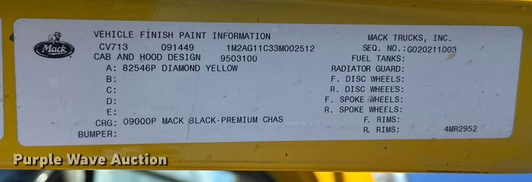 image for item LH9442 2003 Mack CV713 dump truck