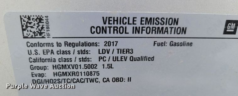 image for item NB9772 2017 Chevrolet Malibu 