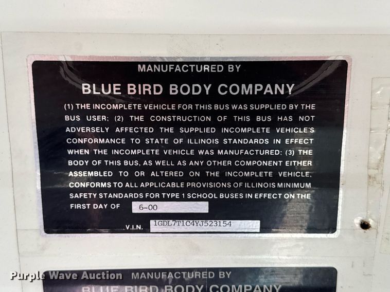 image for item NN9523 2000 GMC school bus