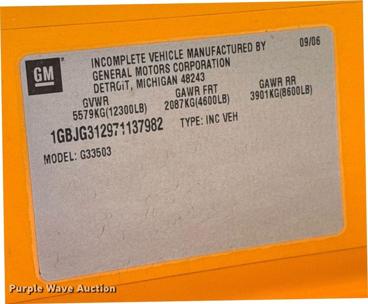 image for item NN9524 2007 Chevrolet Express G3500 school bus