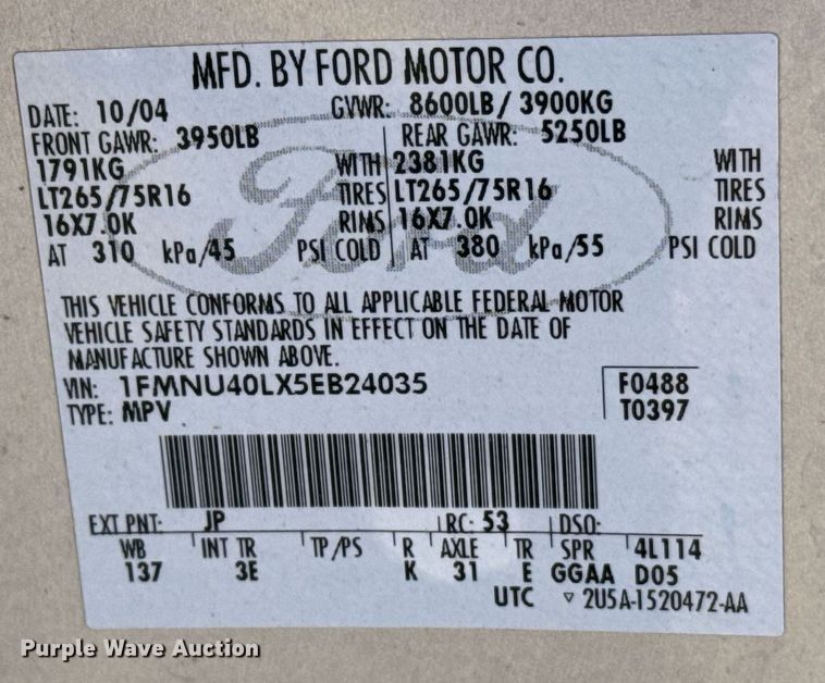 image for item NN9525 2005 Ford Excursion SUV