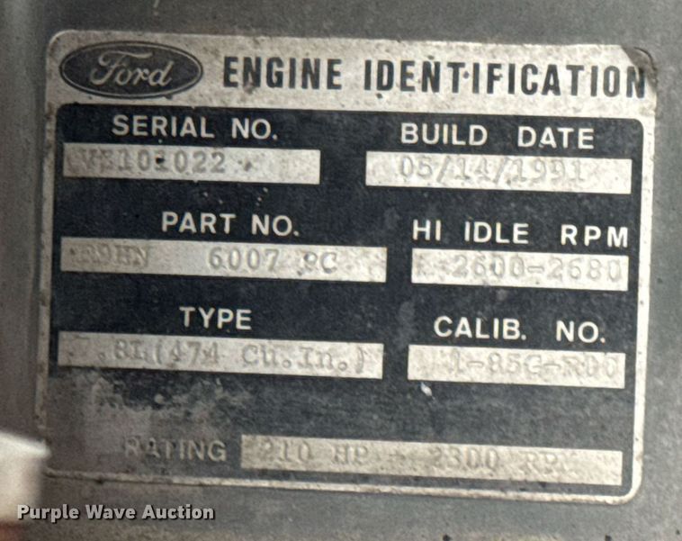 image for item DH9248 1992 Ford LN8000 tank truck