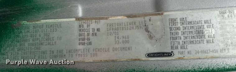 image for item DH9249 2002 Freightliner FL70 tank truck