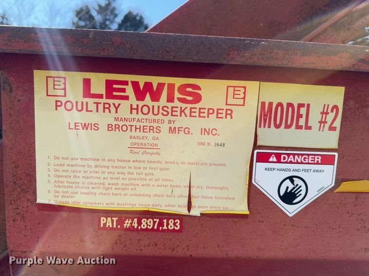 image for item DO0235 Lewis Brothers Mfg poultry house cleanout machine