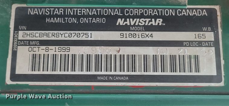 image for item DQ3868 2000 International 9100i fertilizer delivery truck