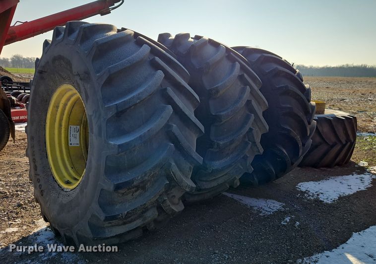 image for item DT7590 (4) Goodyear Optitrac DT830 900/60R32 dual tires and wheels
