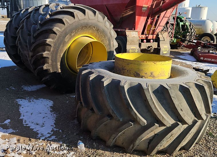 image for item DT7590 (4) Goodyear Optitrac DT830 900/60R32 dual tires and wheels