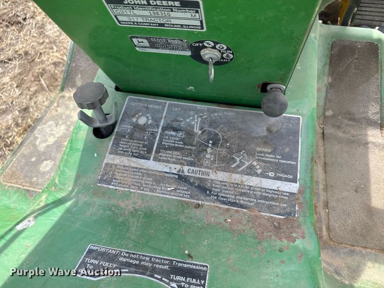 image for item DV2857 John Deere 317 lawn mower