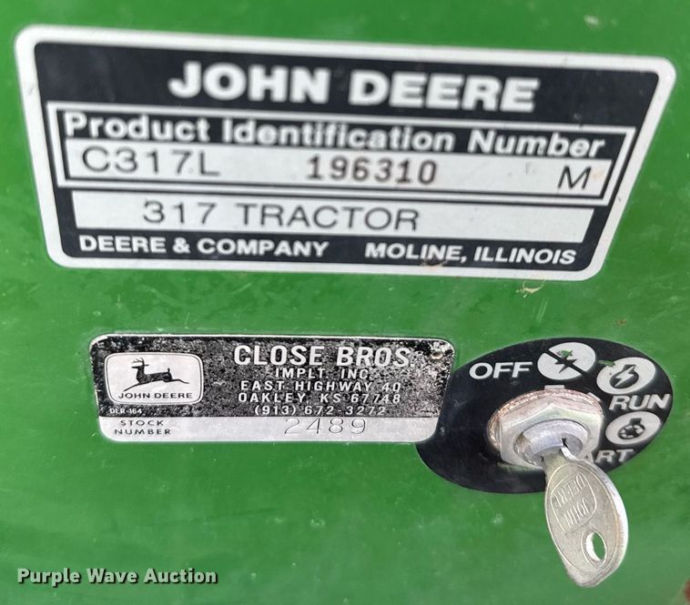 image for item DV2857 John Deere 317 lawn mower