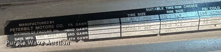 image for item DW2476 1989 Peterbilt 377 truck cab and chassis