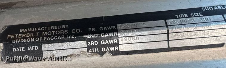 image for item DW2476 1989 Peterbilt 377 truck cab and chassis