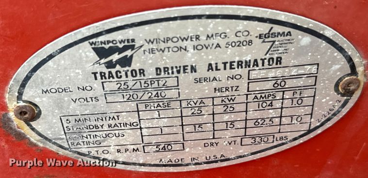 image for item DX3511 Winpower TDM/73 generator